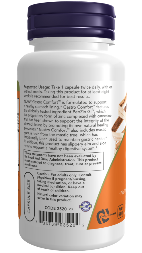 NOW Gastro Comfort With PepZin Veg Capsules — product image 4 | FamiliaBoost
