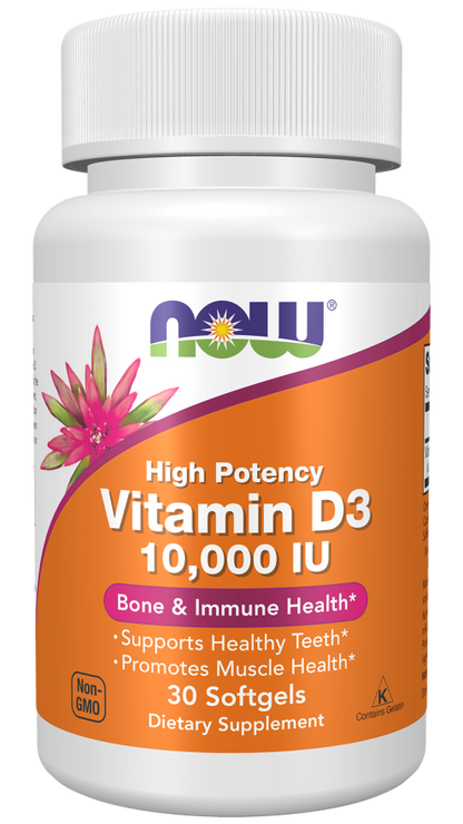 NOW Vitamin D3 10000 IU Softgels | FamiliaBoost