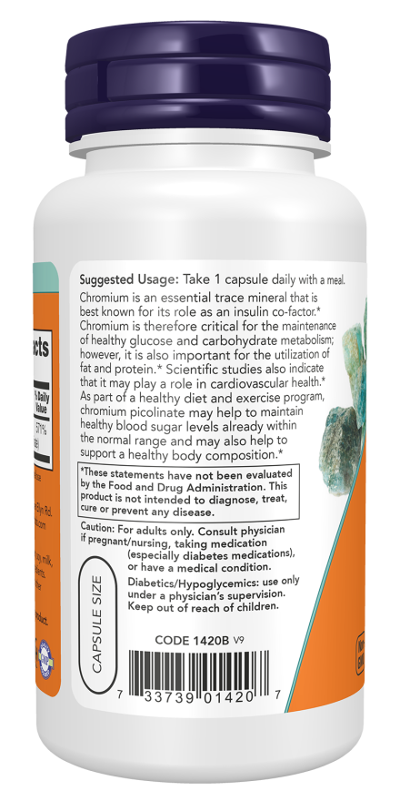 NOW Chromium Picolinate Capsules — product image 3 | FamiliaBoost
