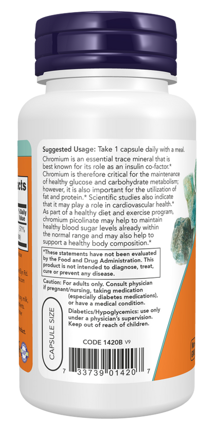 NOW Chromium Picolinate Capsules — product image 3 | FamiliaBoost