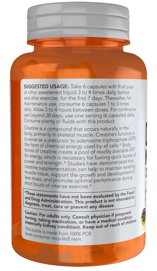 NOW Creatine Monohydrate Capsules — product image 3 | FamiliaBoost