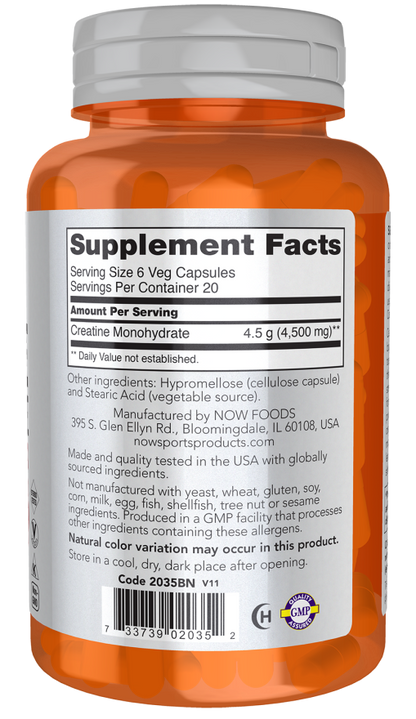 NOW Creatine Monohydrate Capsules — product image 2 | FamiliaBoost