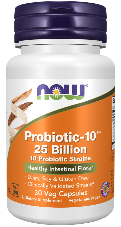NOW Probiotic-10 25 Billion Veg Capsules | FamiliaBoost