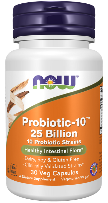 NOW Probiotic-10 25 Billion Veg Capsules | FamiliaBoost