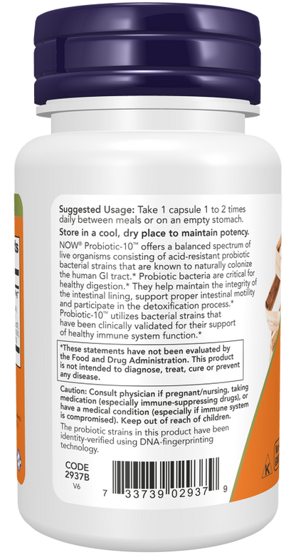 NOW Probiotic-10 25 Billion Veg Capsules — product image 4 | FamiliaBoost
