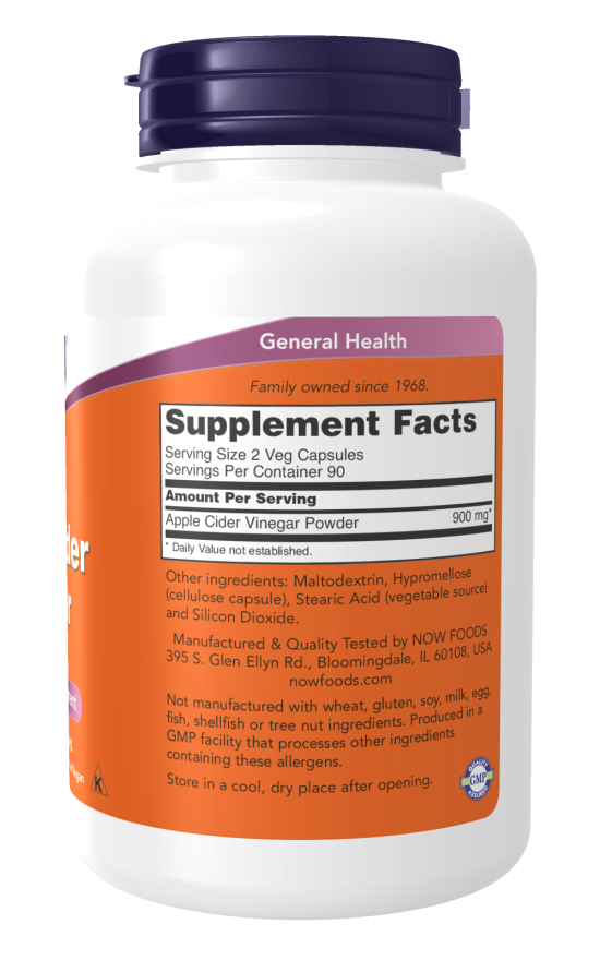 NOW Apple Cider Vinegar Capsules — product image 2 | FamiliaBoost