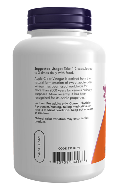 NOW Apple Cider Vinegar Capsules — product image 3 | FamiliaBoost