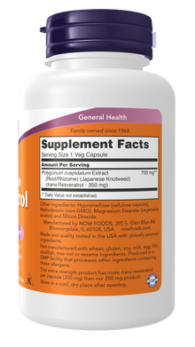 NOW Resveratrol Capsules — product image 2 | FamiliaBoost