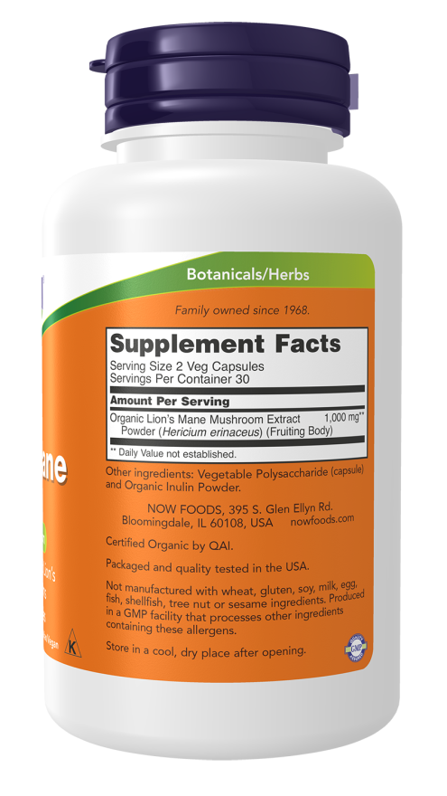 NOW Lion's Mane Capsules — product image 2 | FamiliaBoost