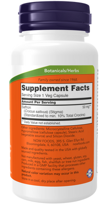 NOW Saffron 50mg Capsules — product image 2 | FamiliaBoost