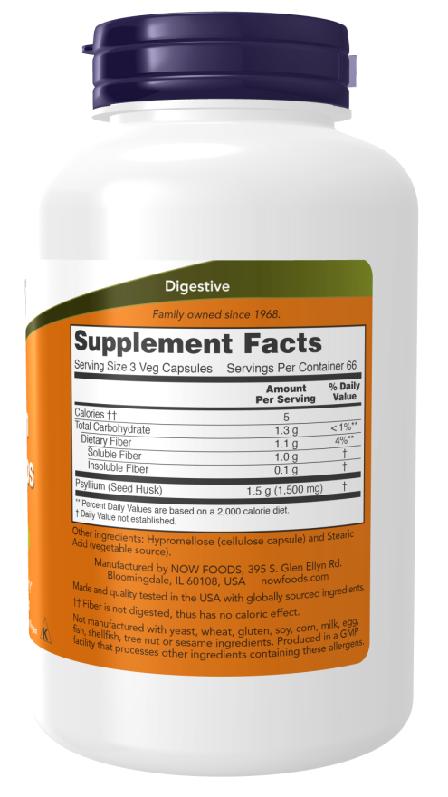 NOW Psyllium Husk Veg Capsules — product image 3 | FamiliaBoost