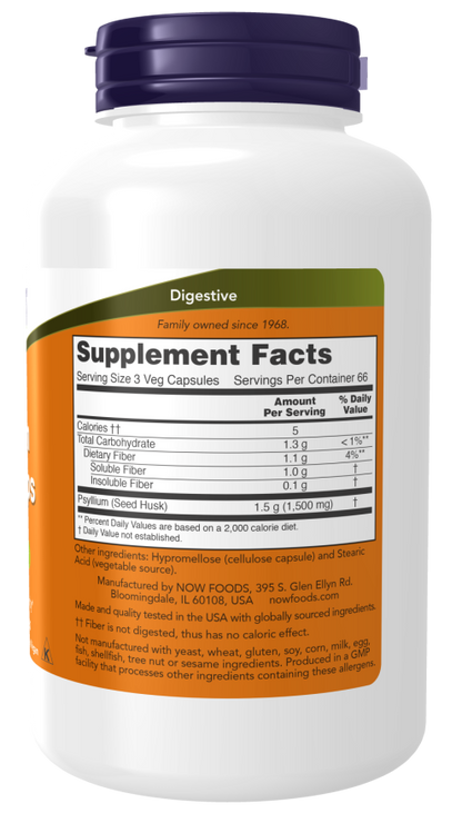 NOW Psyllium Husk Veg Capsules — product image 3 | FamiliaBoost
