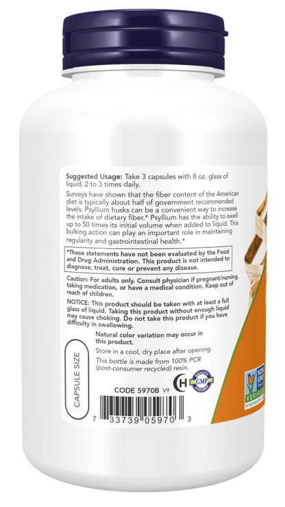 NOW Psyllium Husk Veg Capsules — product image 2 | FamiliaBoost