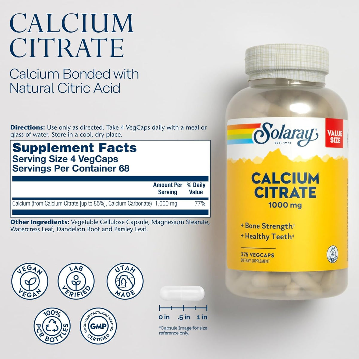 Solaray Calcium Citrate 1000 mg | FamiliaBoost
