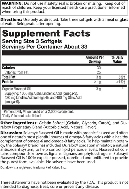 Solaray Flaxseed Oil Organic | FamiliaBoost