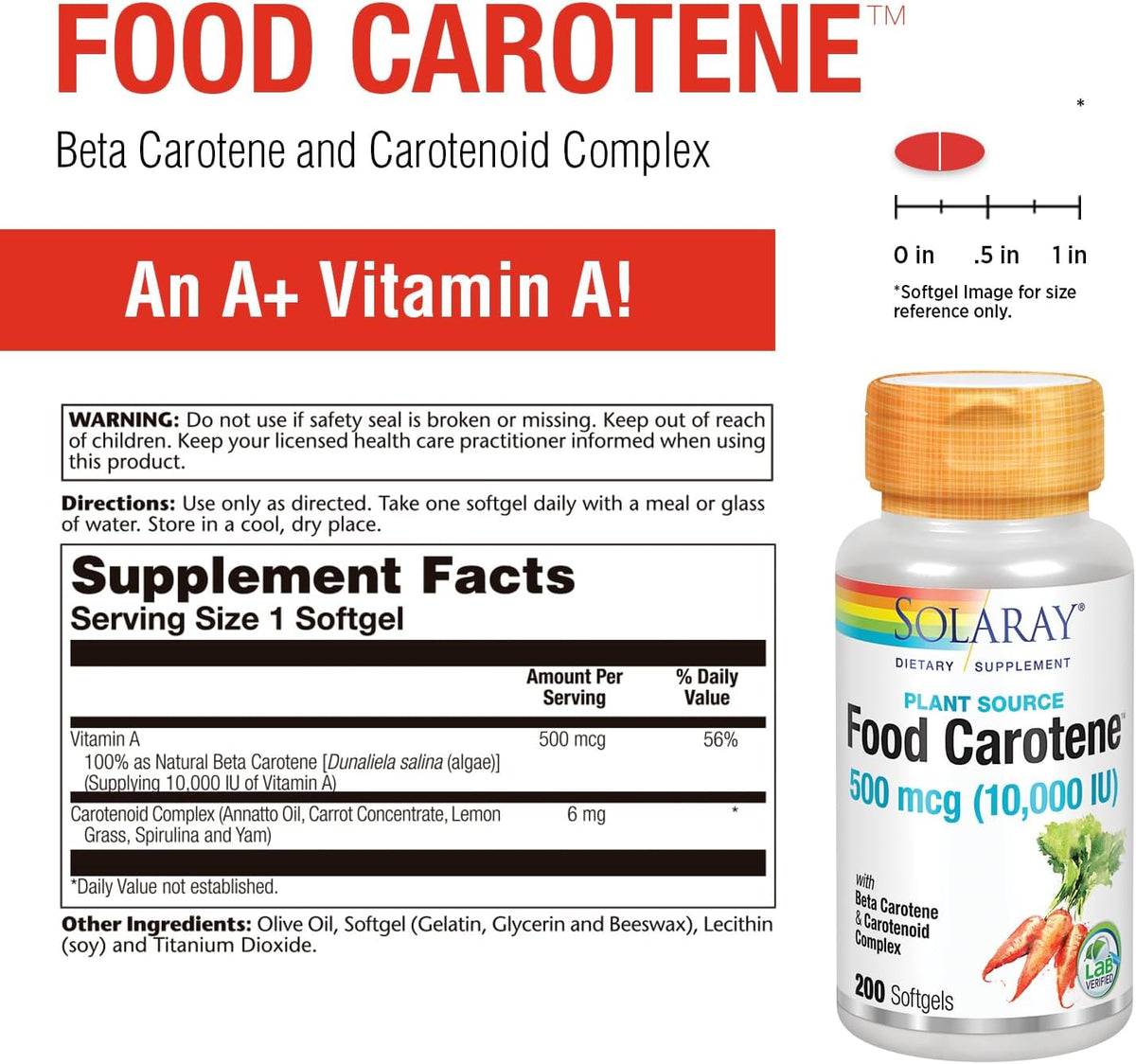 Solaray Food Carotene 500mcg | FamiliaBoost