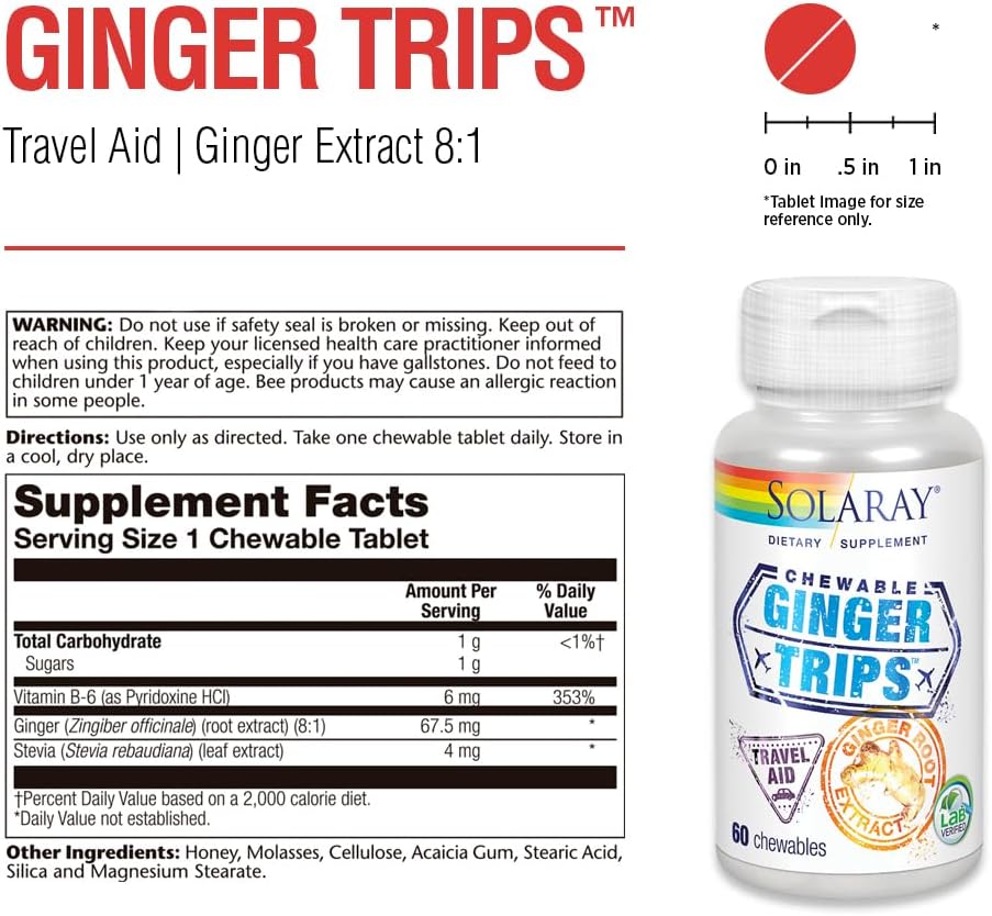 Solaray Ginger Trips Chewable 67 mg | FamiliaBoost