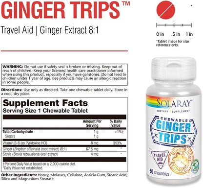 Solaray Ginger Trips Chewable 67 mg | FamiliaBoost