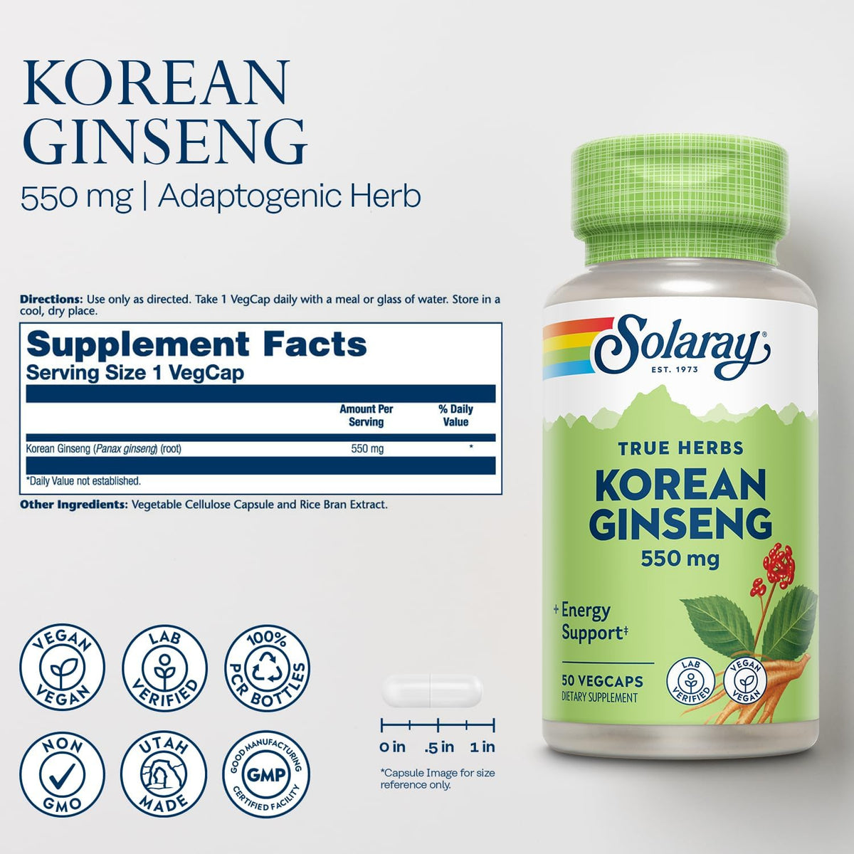 Solaray Ginseng Korean 550 mg | FamiliaBoost