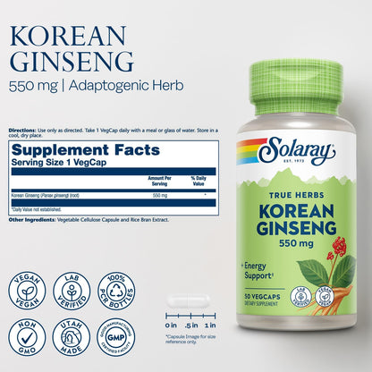 Solaray Ginseng Korean 550 mg | FamiliaBoost