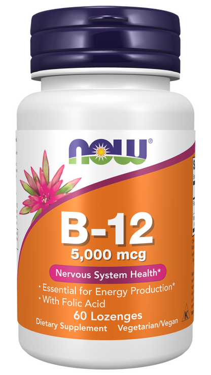 NOW B12 5000mcg Lozenges | FamiliaBoost