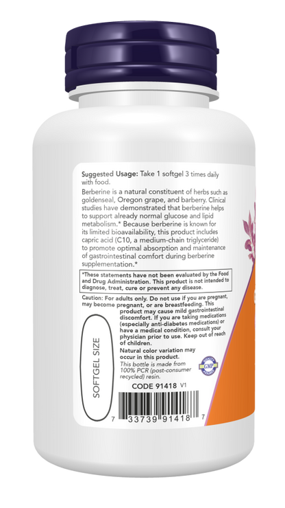 NOW Berberine Glucose Support Softgels — product image 3 | FamiliaBoost