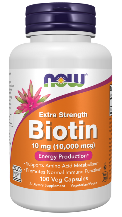 NOW Biotin Extra-Strength 10mg Capsules | FamiliaBoost
