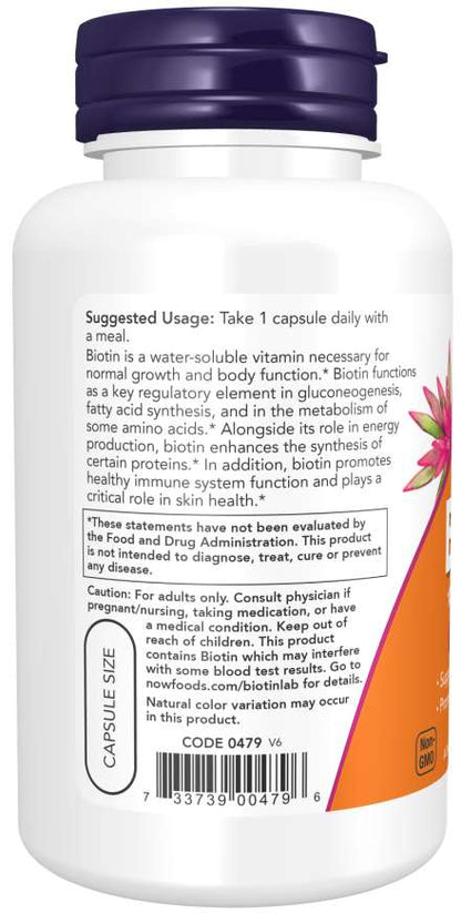 NOW Biotin Extra-Strength 10mg Capsules — product image 3 | FamiliaBoost
