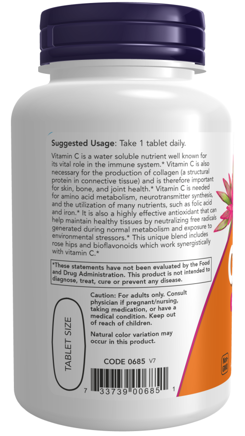 NOW C-1000 With Rose Hips Tablets — product image 3 | FamiliaBoost