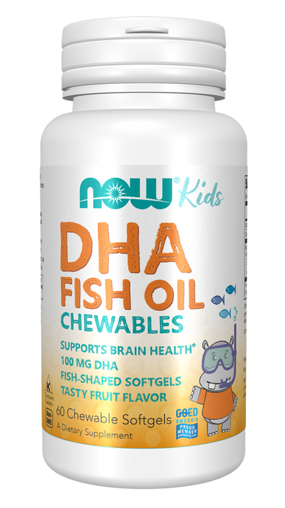 NOW DHA Fish Oil Kids Chewable Softgels | FamiliaBoost
