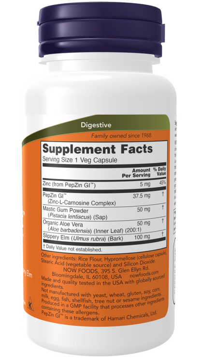 NOW Gastro Comfort With PepZin Veg Capsules — product image 3 | FamiliaBoost