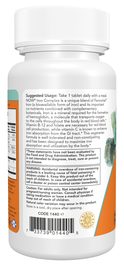 NOW Iron Complex Tablets — product image 3 | FamiliaBoost