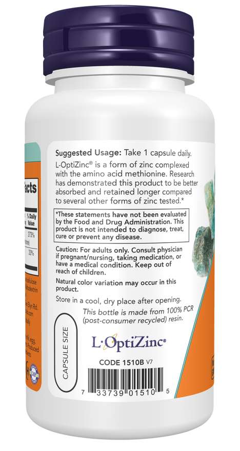 NOW L-Optizinc 30 With Copper Capsules — product image 3 | FamiliaBoost