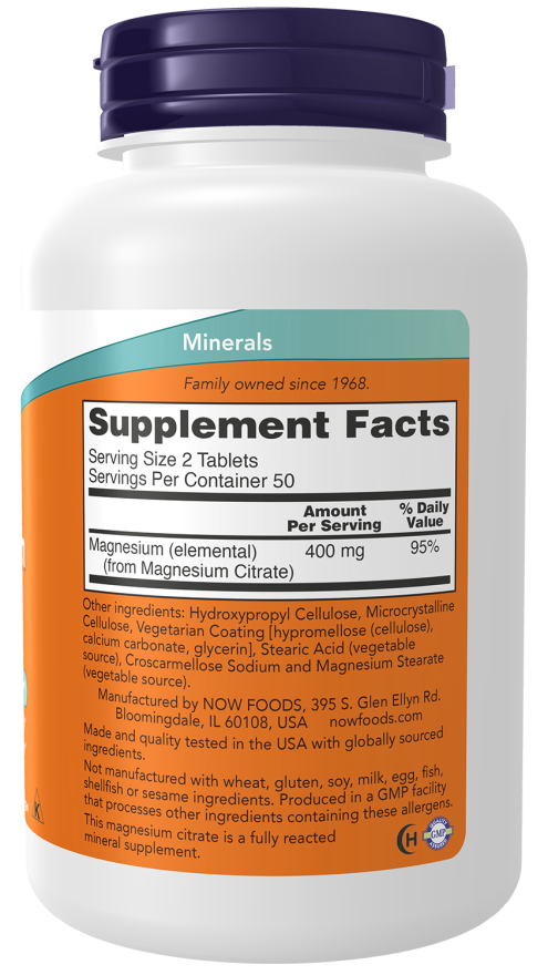NOW Magnesium Citrate Tablets — product image 2 | FamiliaBoost