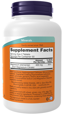 NOW Magnesium Citrate Tablets — product image 2 | FamiliaBoost