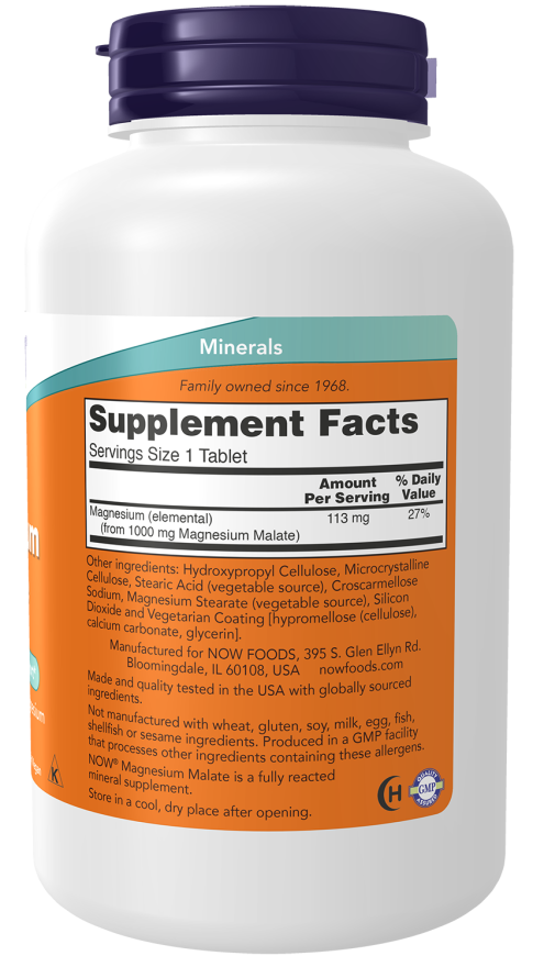 NOW Magnesium Malate Tablets — product image 2 | FamiliaBoost