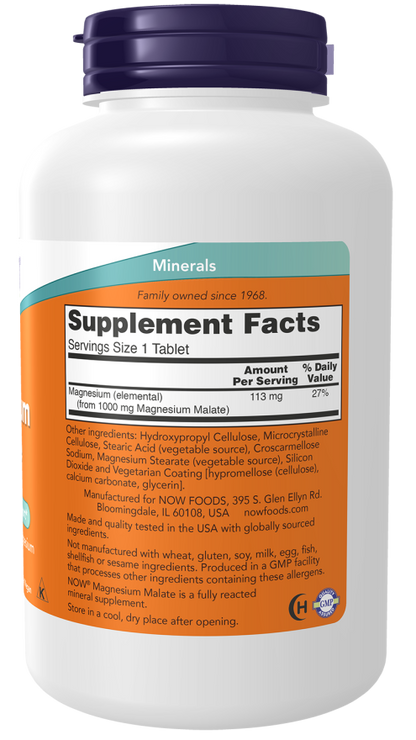 NOW Magnesium Malate Tablets — product image 2 | FamiliaBoost