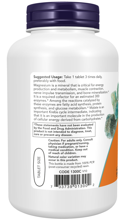 NOW Magnesium Malate Tablets — product image 3 | FamiliaBoost