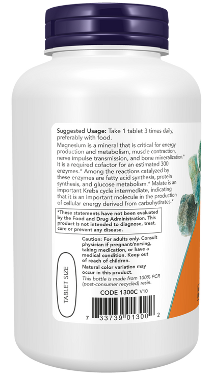 NOW Magnesium Malate Tablets — product image 3 | FamiliaBoost