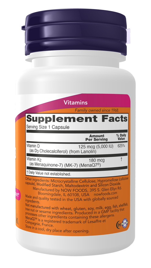 NOW Mega D3 & MK-7 Capsules — product image 2 | FamiliaBoost