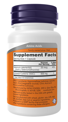 NOW NAC 600mg Capsules — product image 2 | FamiliaBoost