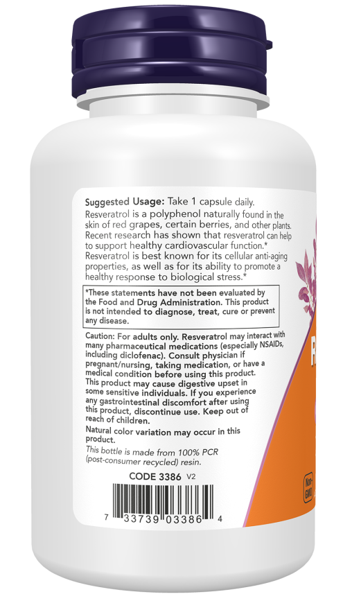 NOW Resveratrol Capsules — product image 3 | FamiliaBoost
