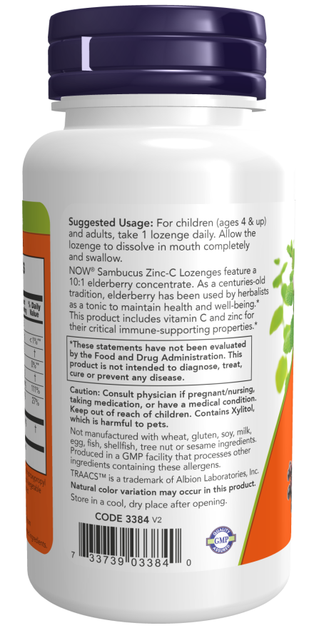 NOW Sambucus Zinc-C Lozenges — product image 3 | FamiliaBoost