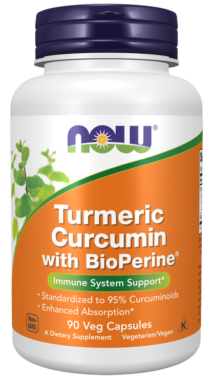 NOW Turmeric Curcumin with BioPerine Capsules | FamiliaBoost