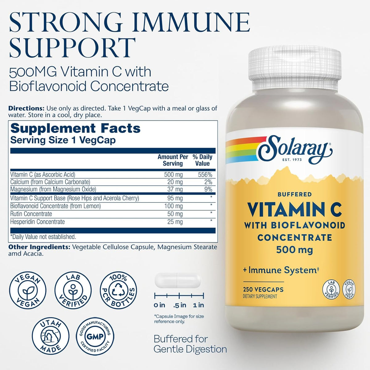 Solaray Buffered Vitamin C With Bioflavonoids Concentrate - 500 mg | FamiliaBoost