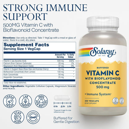 Solaray Buffered Vitamin C With Bioflavonoids Concentrate - 500 mg | FamiliaBoost