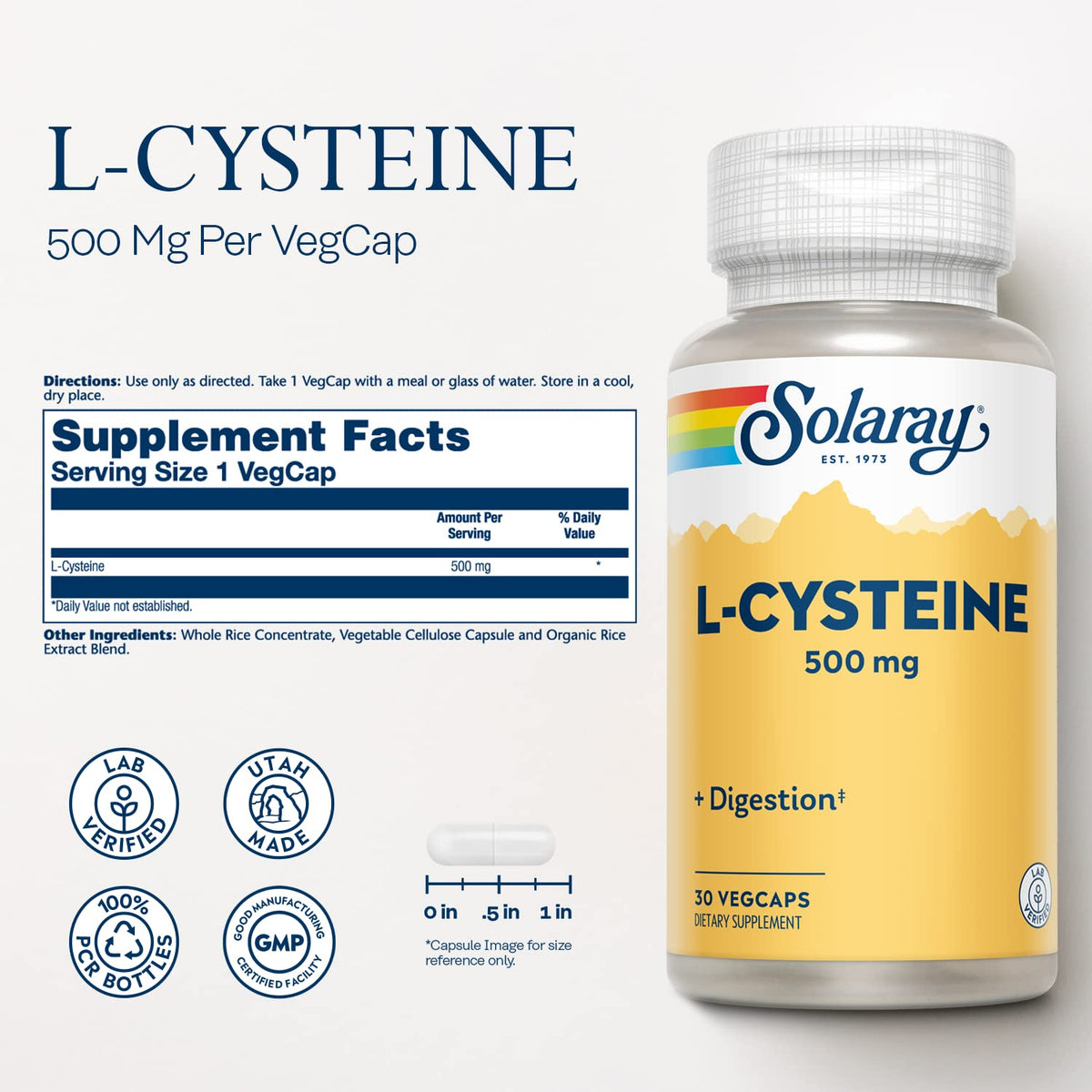 Solaray L-Cysteine - Free Form 500 mg | FamiliaBoost