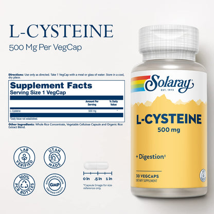 Solaray L-Cysteine - Free Form 500 mg | FamiliaBoost