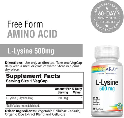 Solaray L-Lysine - Free Form 500 mg | FamiliaBoost