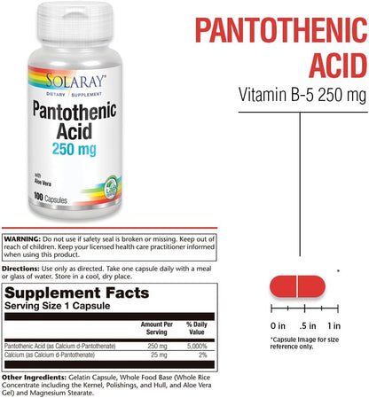 Solaray Pantothenic Acid 250 | FamiliaBoost